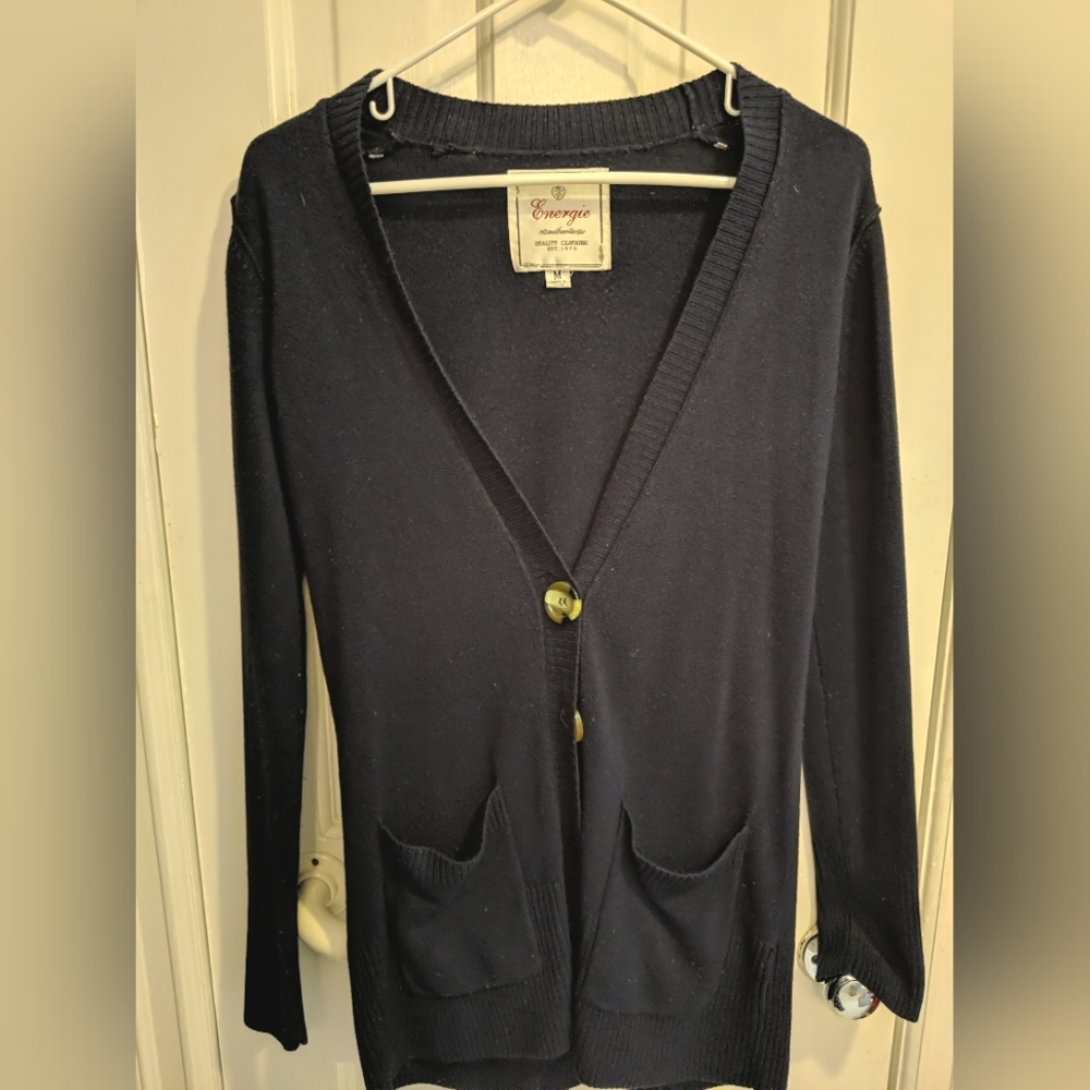 Macy's Style &Co Women's Boho Sweater Hoodie Button Tie Wrap Size Small S